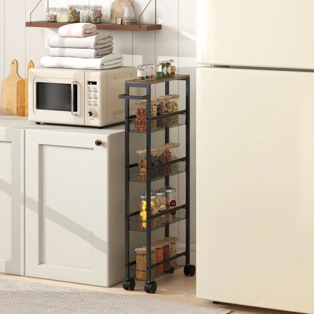 Homcom Kitchen Cart Metaal 801-428V00BK - 47x13x96,5cm Zwart
