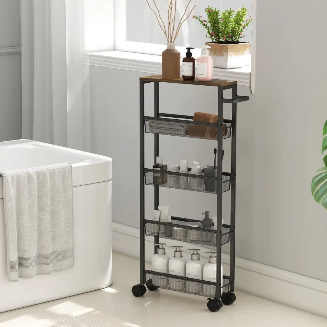 Homcom Kitchen Cart Metaal 801-428V00BK - 47x13x96,5cm Zwart