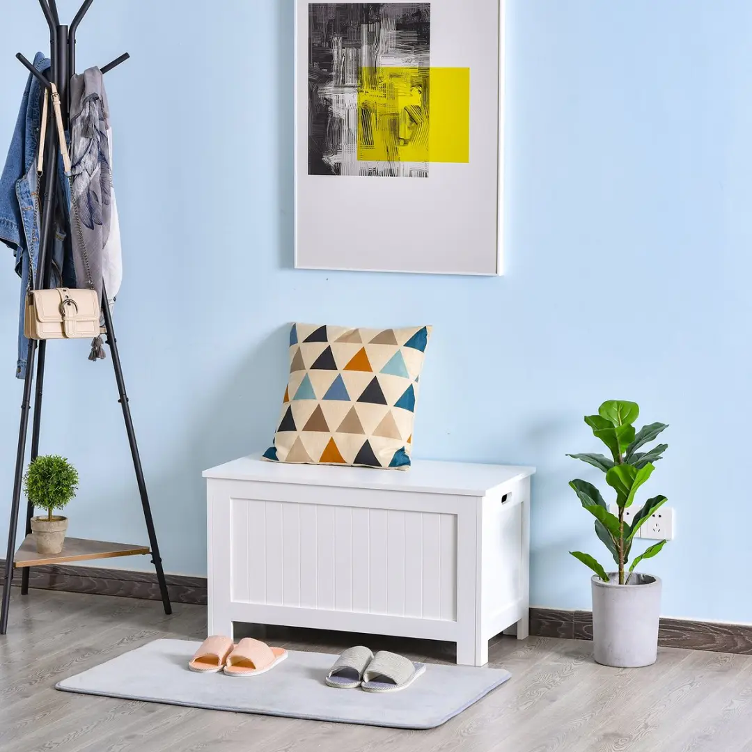 Homcom Truhe MDF 81x40x46cm - 103L - Wit - afbeelding 6 van 6