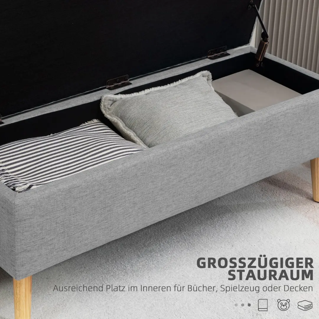 Homcom Sitzbank - 110x39x45cm - Grijs - afbeelding 6 van 6