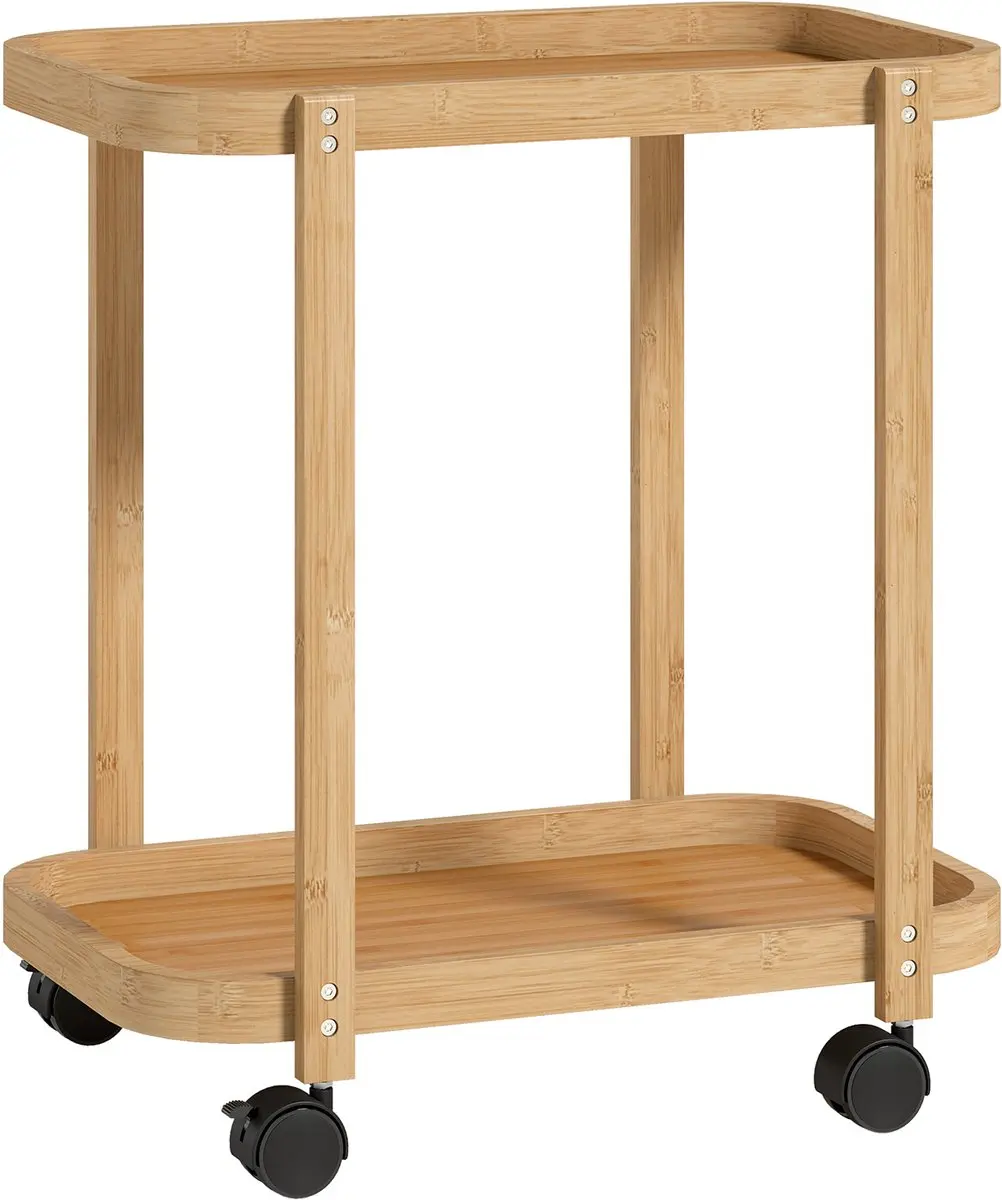 Homcom Keukenwagen T1008-01-11432 - 2 Planken - Naturel - afbeelding 6 van 6