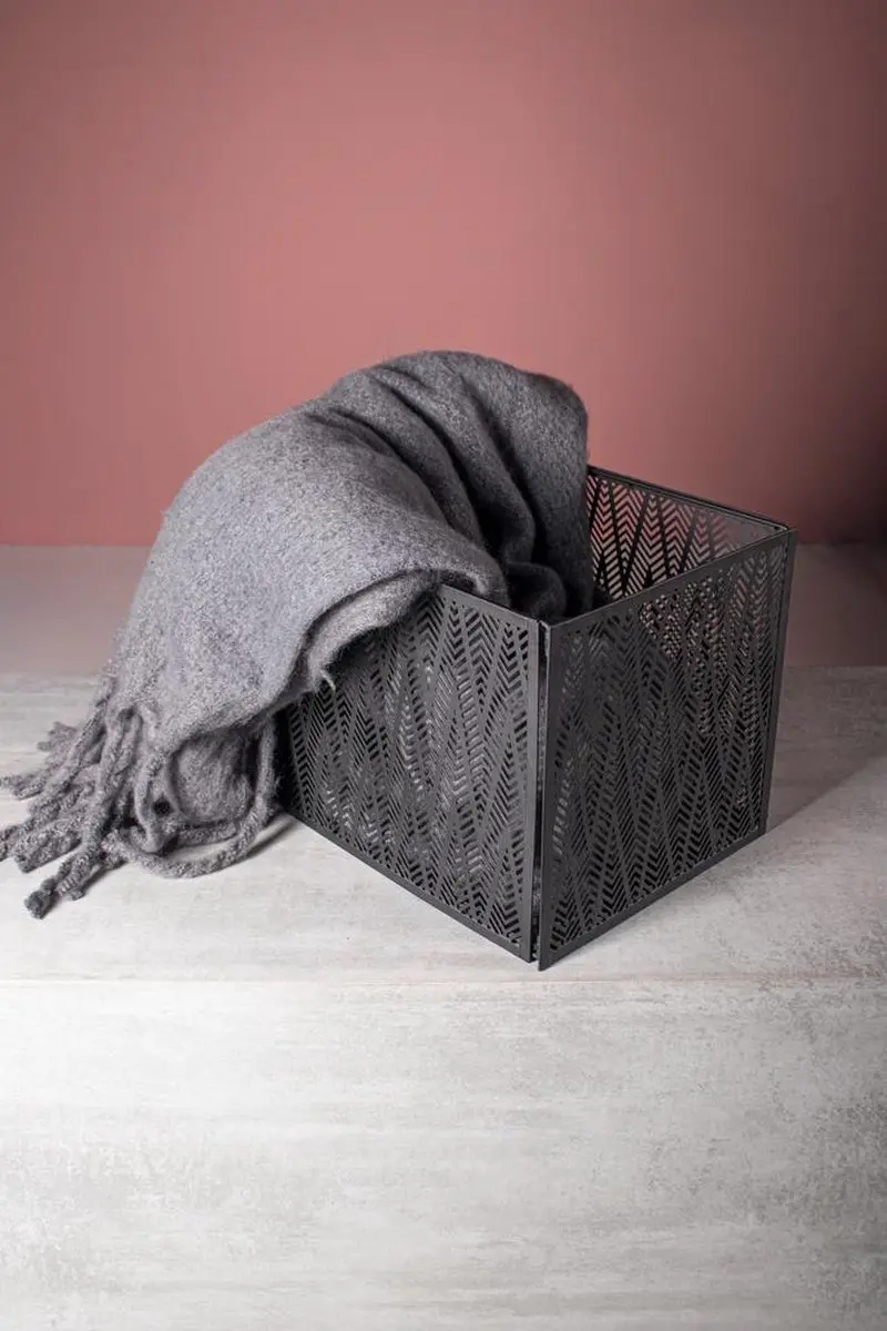 Gusta Opvouwbare Opbergmand Metaal 26,5x32,5cm - 5L - 2 Vakken - Wit