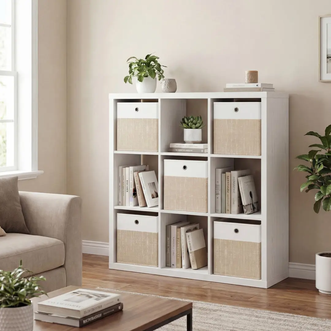 Songmics Opvouwbare Opbergbox Set 6 Stuks - 36L - Wit-Beige