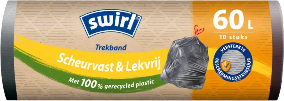 Swirl Vuilniszakken 60L - 30 Stuks (3x10) - Trekband - Wit