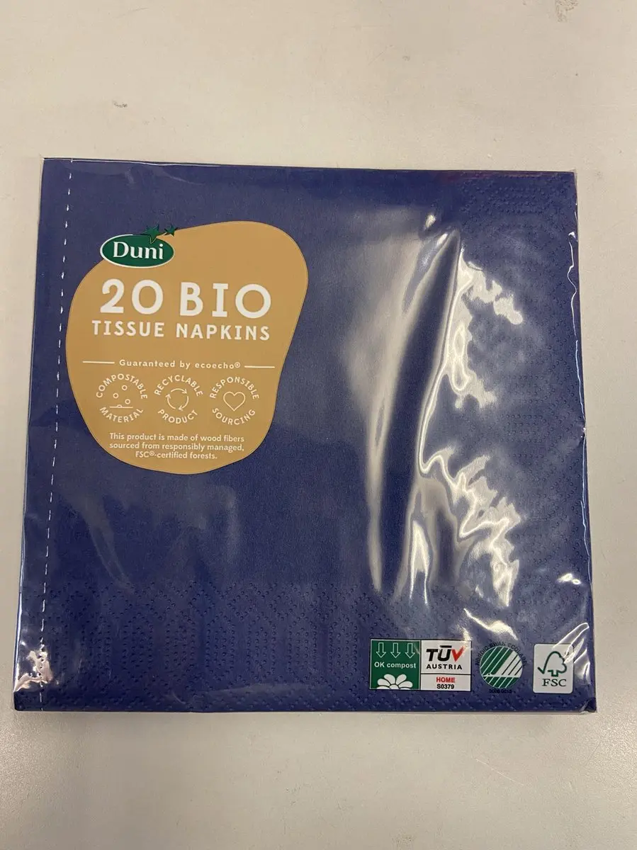 Duni Dark Blue 3-laags Servetten 33x33 - 20 Stuks