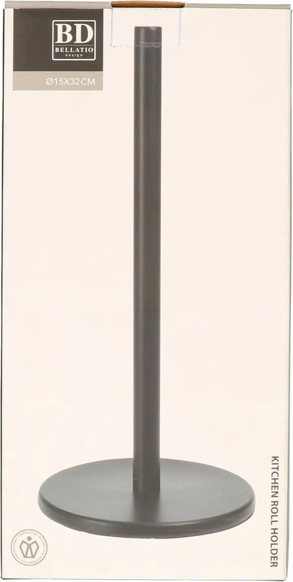 Bellatio Design Keukenrolhouder 10448121 - Zwart - D15 x H32cm