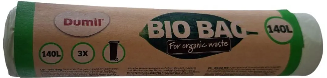 Dumil Biozak 140L Groene Composteerbare Afvalzakken - 20 Rollen