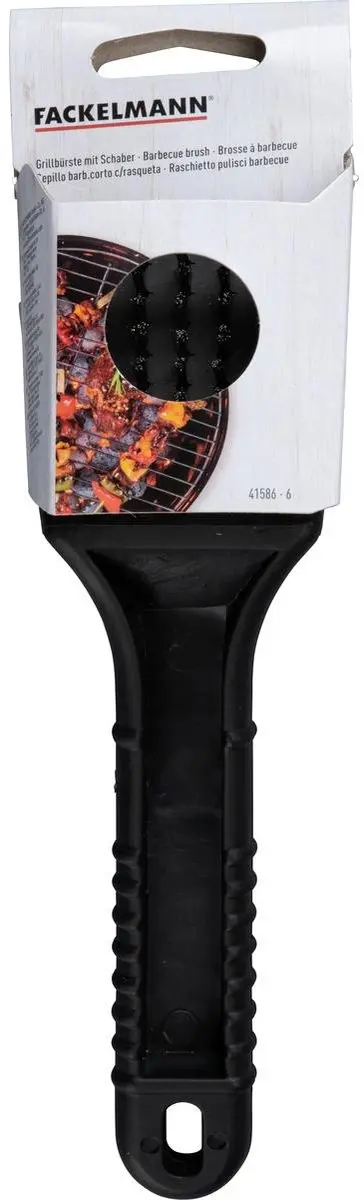 Fackelmann BBQ Editie Plancha Schraper & Borstel 2-in-1 22cm - Zwart