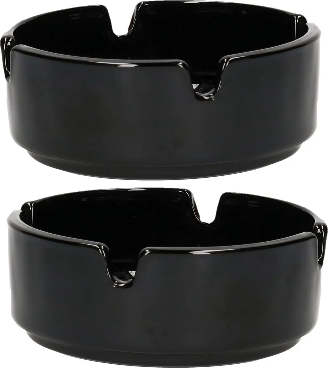 3x stuks asbak 9 cm zwart keramiek