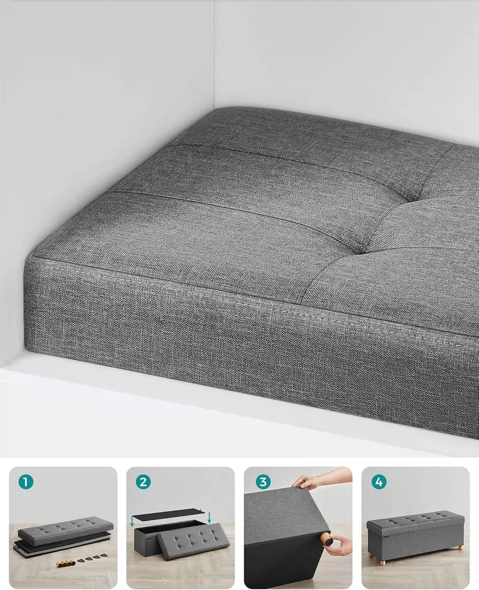 Songmics Opvouwbare Opbergbox/Bank - 112L Grijs