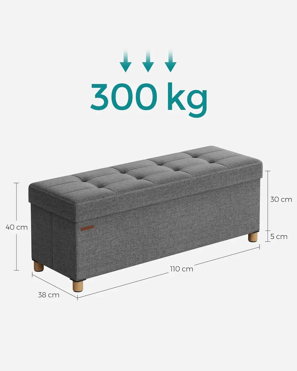 Songmics Opvouwbare Opbergbox/Bank - 112L Grijs