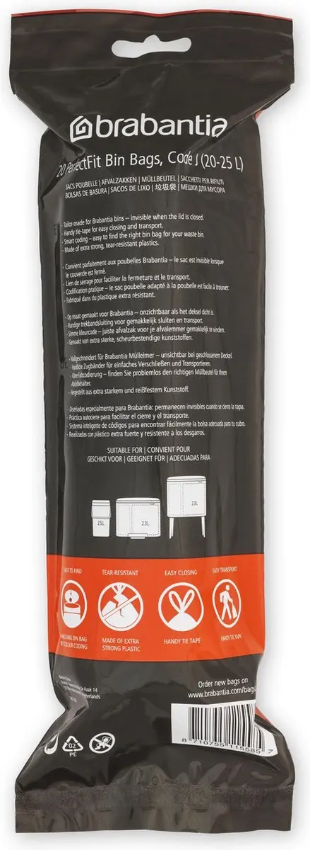 Brabantia PerfectFit Vuilniszakken 25L Code J - 120 Stuks