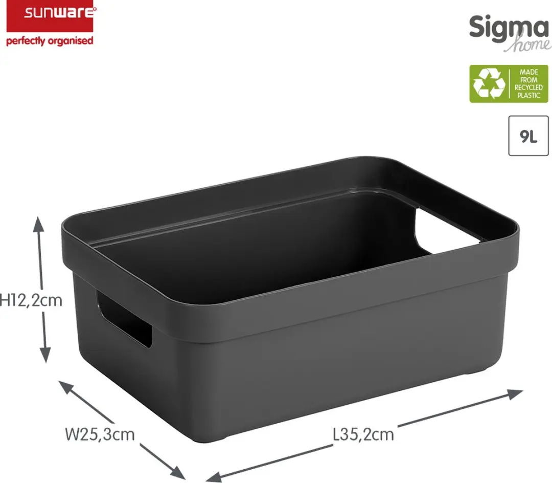 Sunware Sigma Home Opbergbox 9L - 35x24,6x12,2cm Antraciet