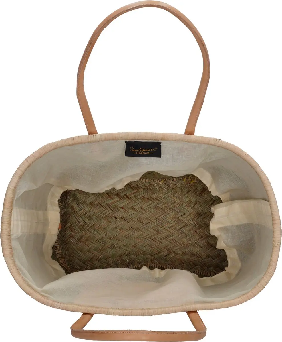 Beagles Florence Raffia Rieten Mand - Strandtas 30L - Zwart/Wit