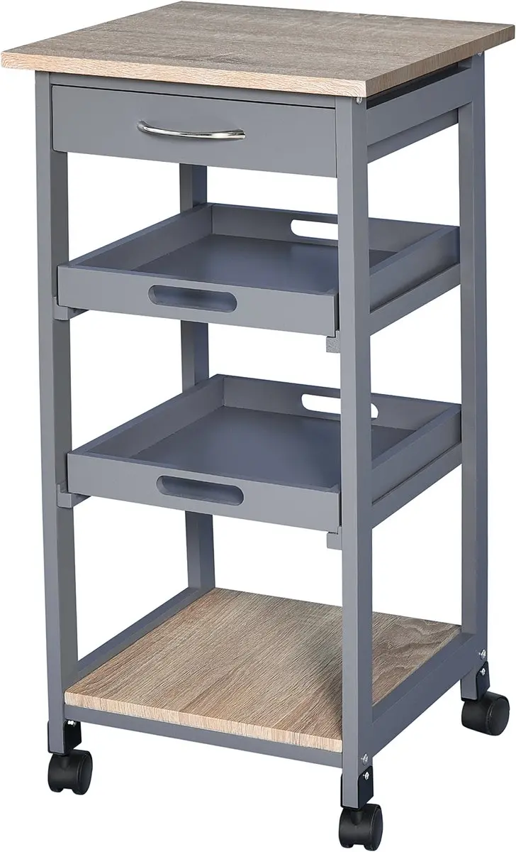 Homcom Keukentrolley Licht Eiken Grijs 801-153GY