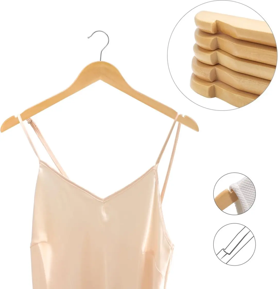Songmics Houten Kledinghangers 20 Stuks - Antislip - afbeelding 3 van 4