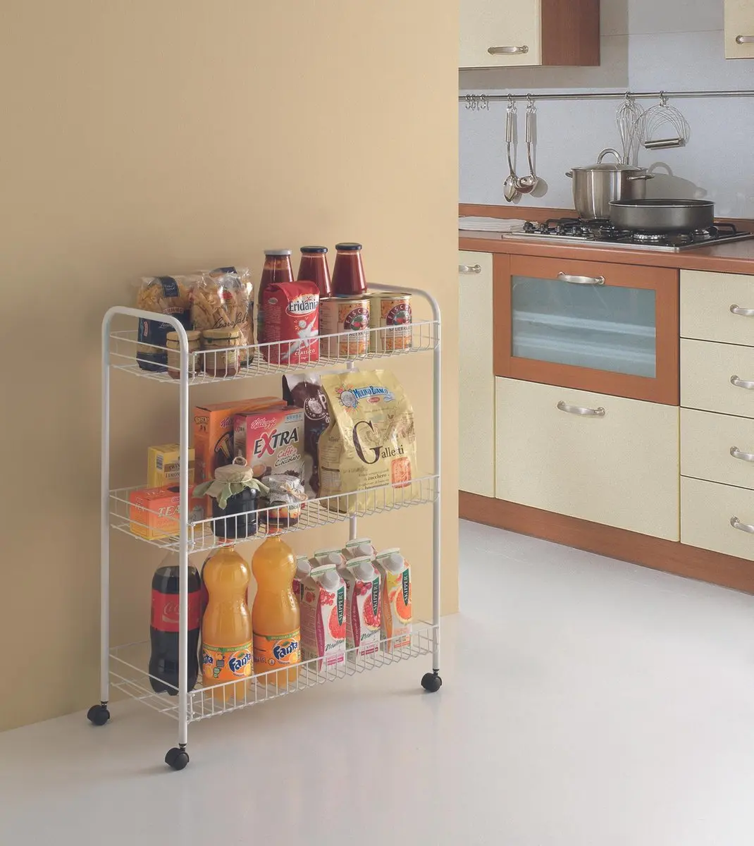 Metaltex Trolley Grande 343003/039 - 3 Verd. 63x34x86cm Wit