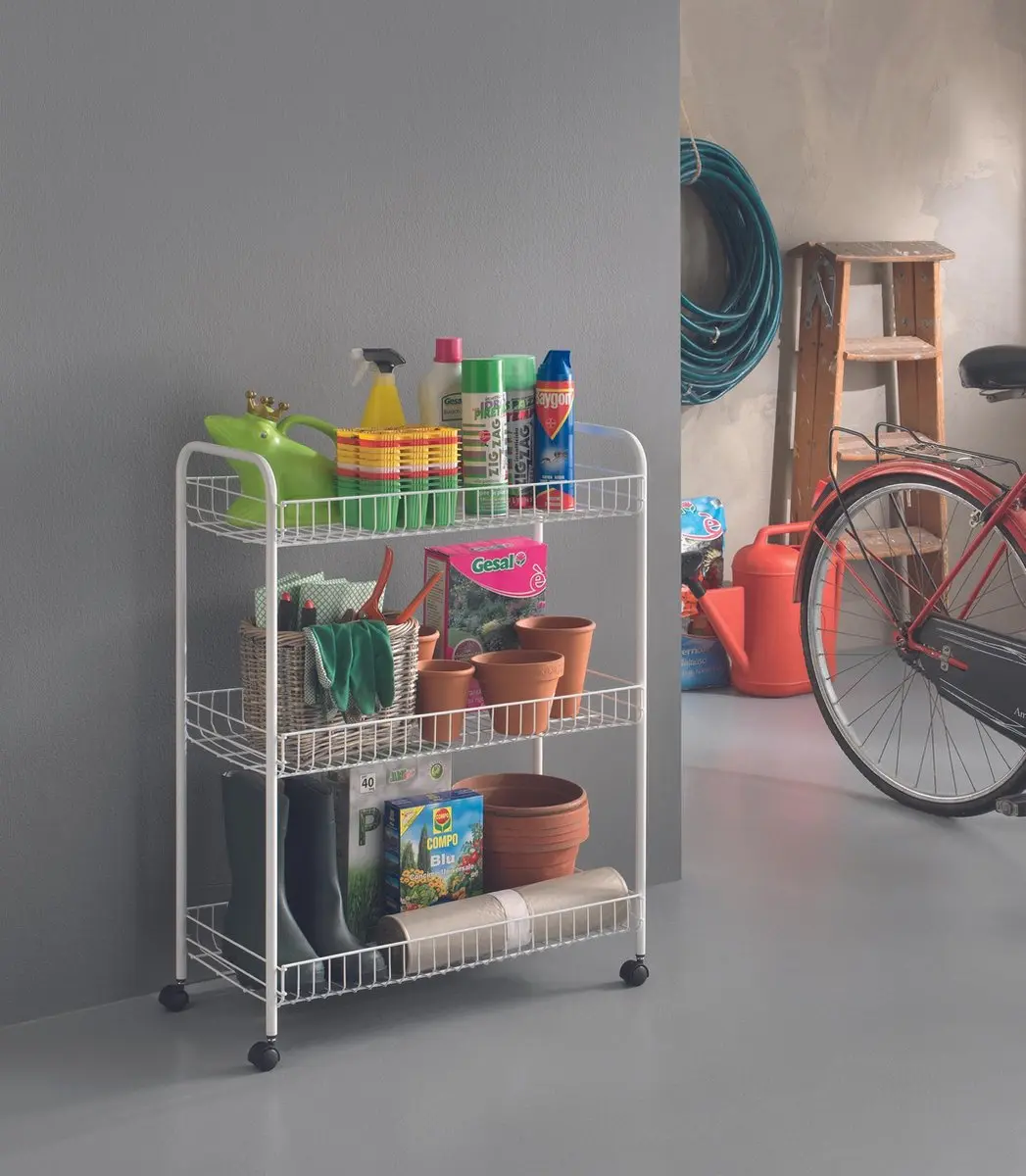 Metaltex Trolley Grande 343003/039 - 3 Verd. 63x34x86cm Wit