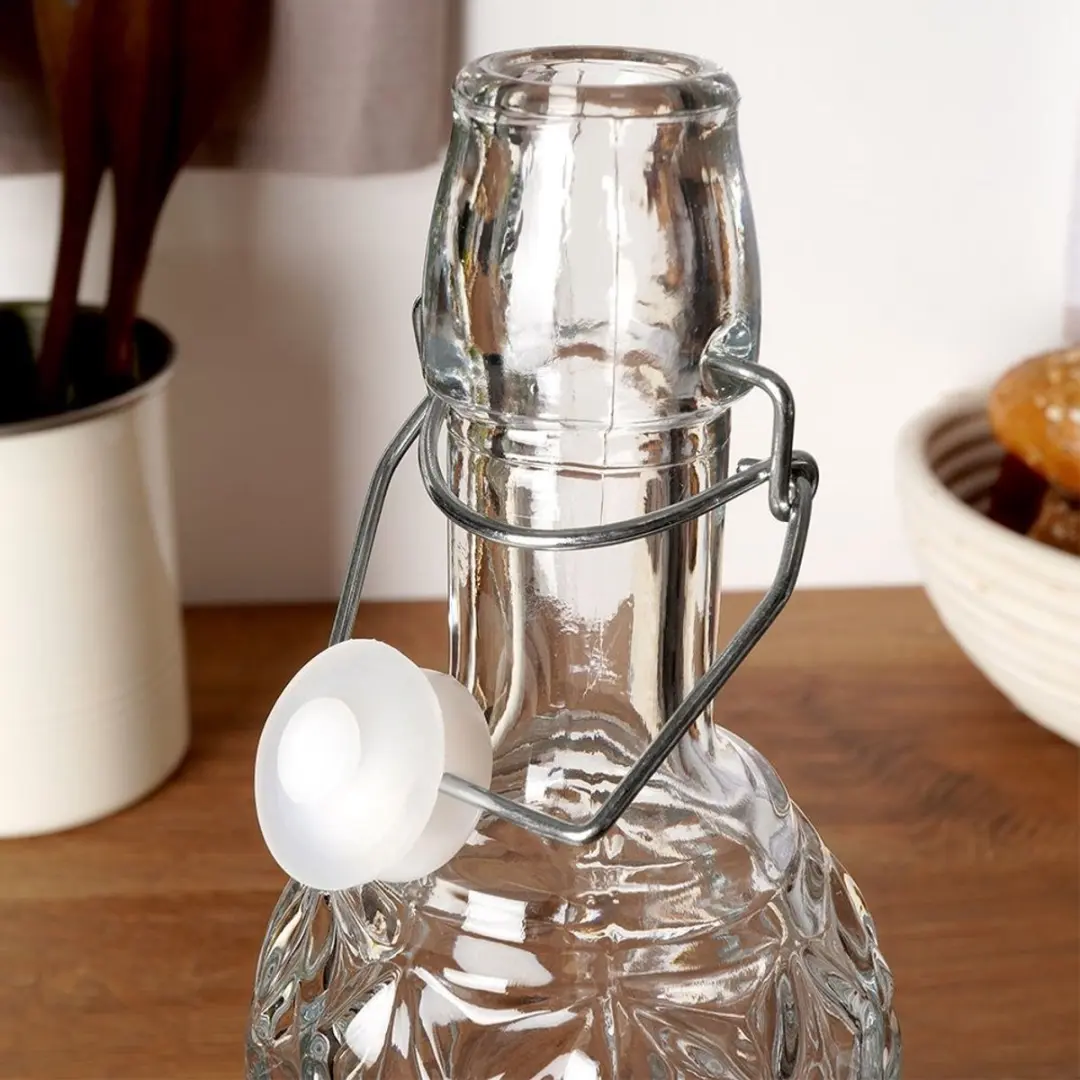 Orion Retro Glazen Fles 750ml - Clip Sluiting - Transparant