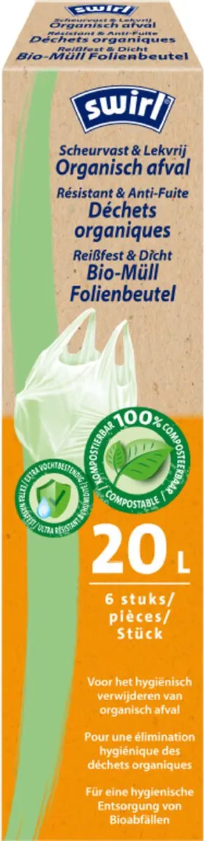 Swirl Biozakken 20L - 48 Stuks (8x6) - Wit