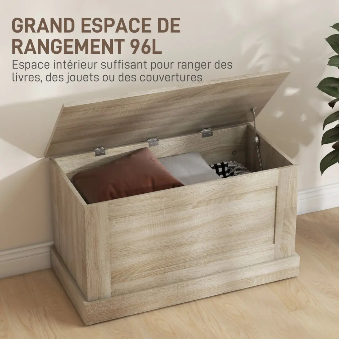 Homcom Opbergkist 80x40x45cm Natuurlijk hout - afbeelding 6 van 6