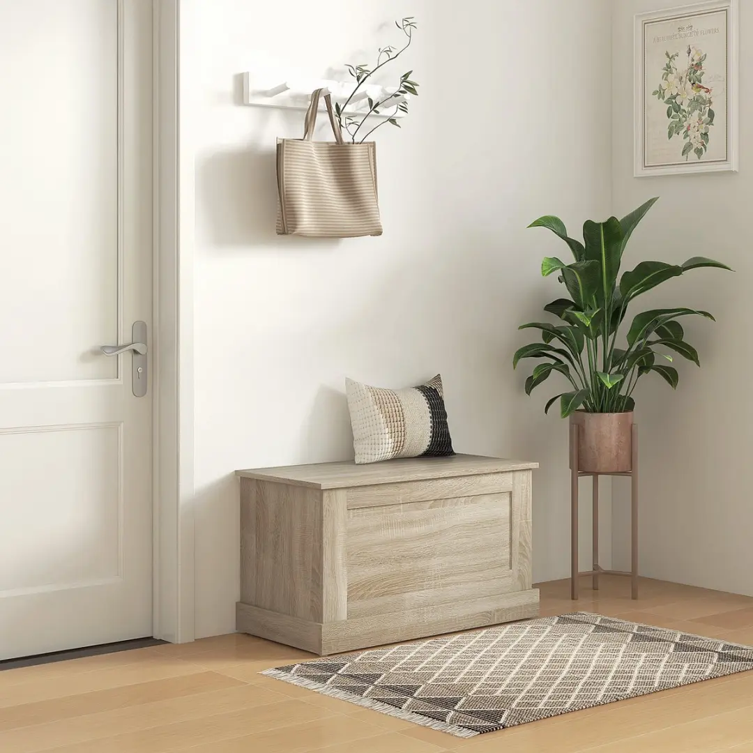 Homcom Opbergkist 80x40x45cm Natuurlijk hout
