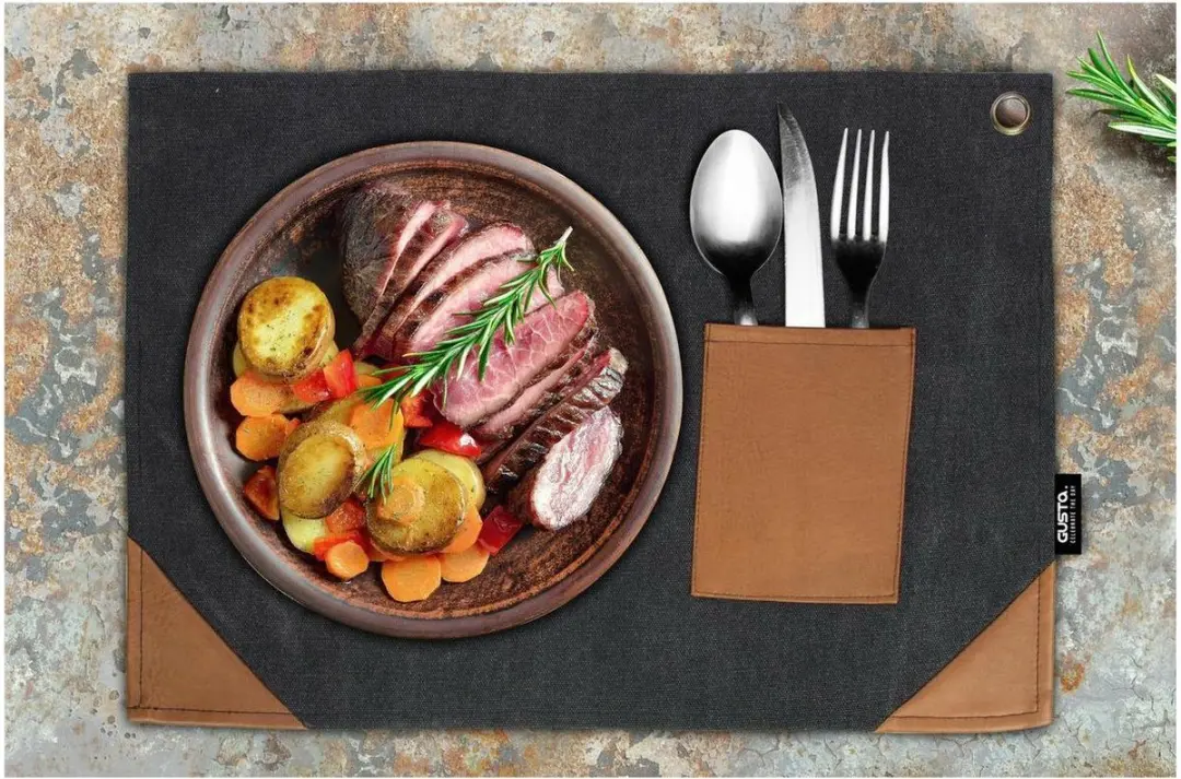 Gusta Placemats Set van 2 - 45x32cm Zwart