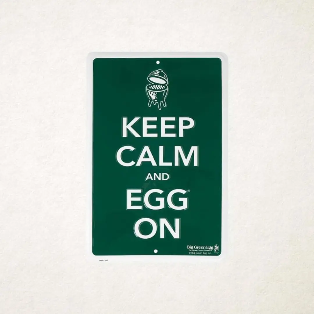 Big Green Egg Tekstbord Mancave Keep Calm Egg On - Groen
