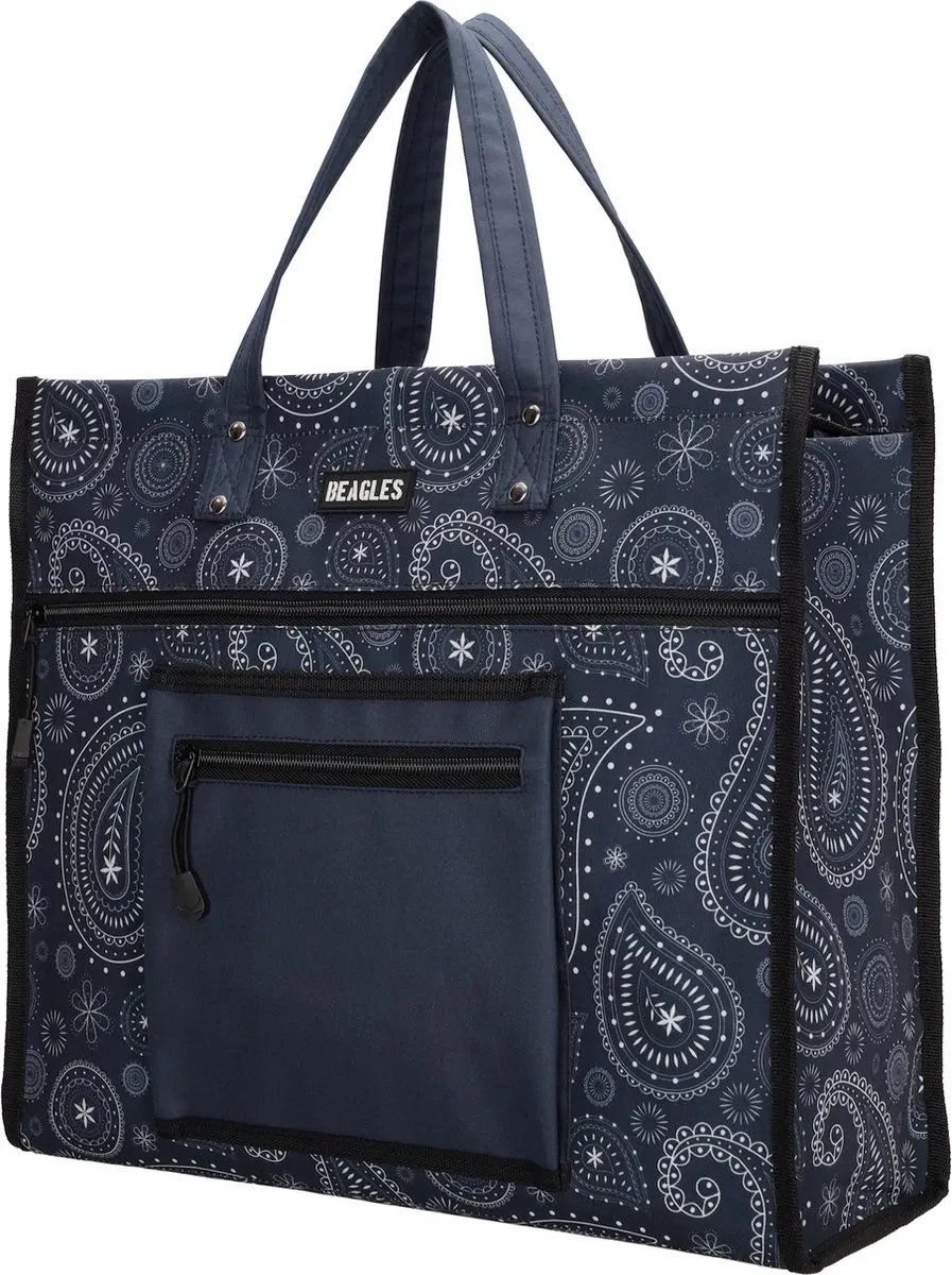 Beagles Shop & Go Boodschappentas - 23L Blauw/wit Paisley