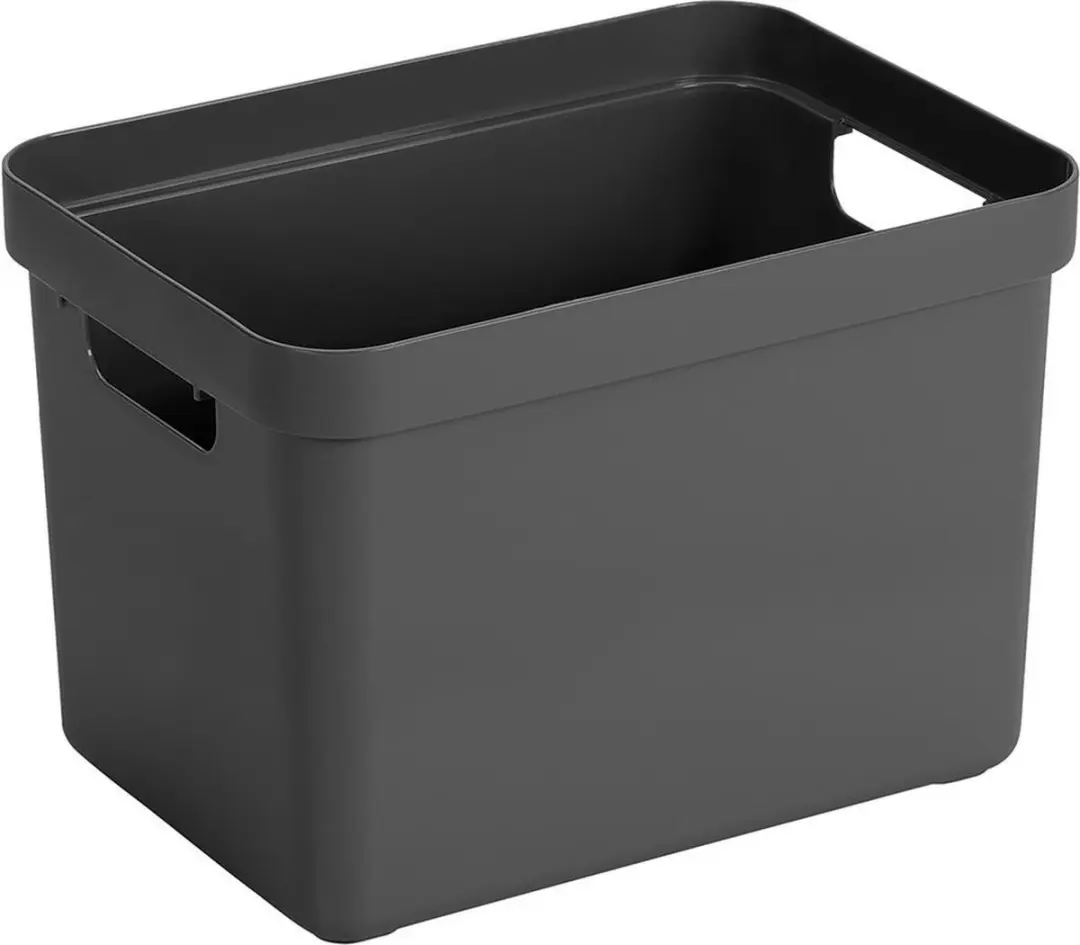 Sunware Opbergbox 18L - Antraciet met houtkleur deksel