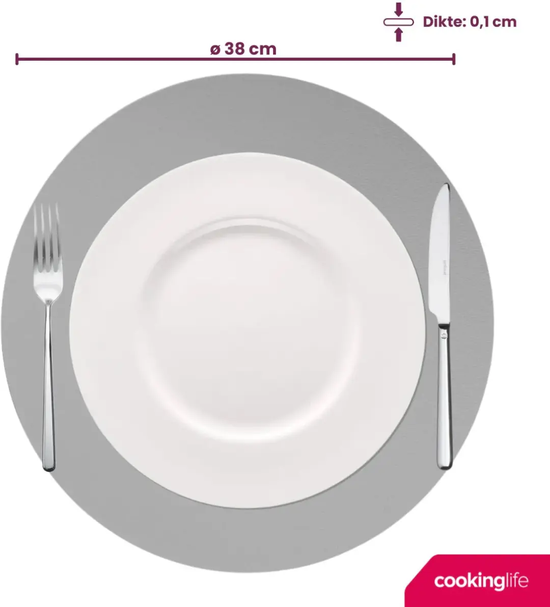Cookinglife Placemats Lederlook Ø38cm - 6 Stuks - Grijs/Blauw