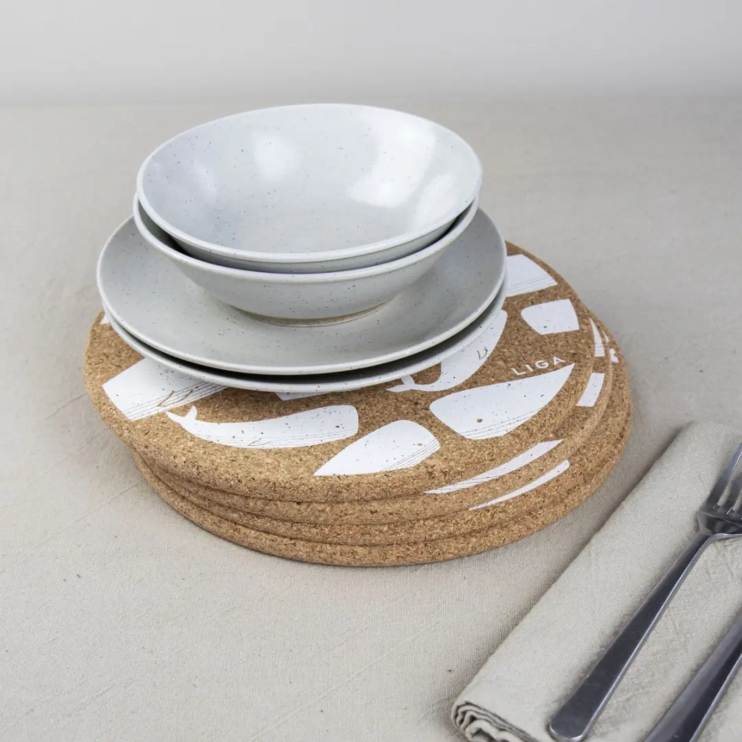 Liga Placemat Walvis Set - 4 Stuks Kurk Beige