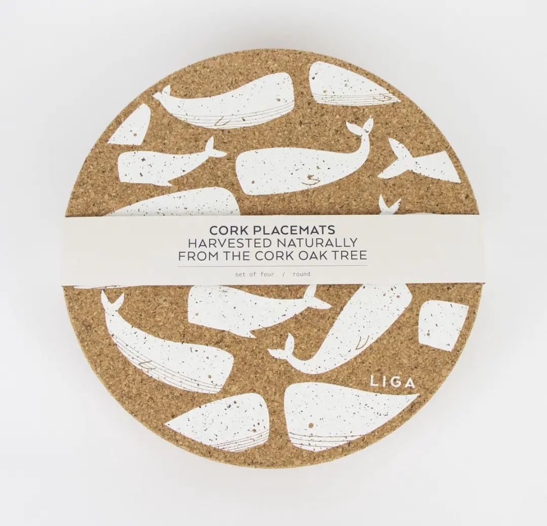 Liga Placemat Walvis Set - 4 Stuks Kurk Beige