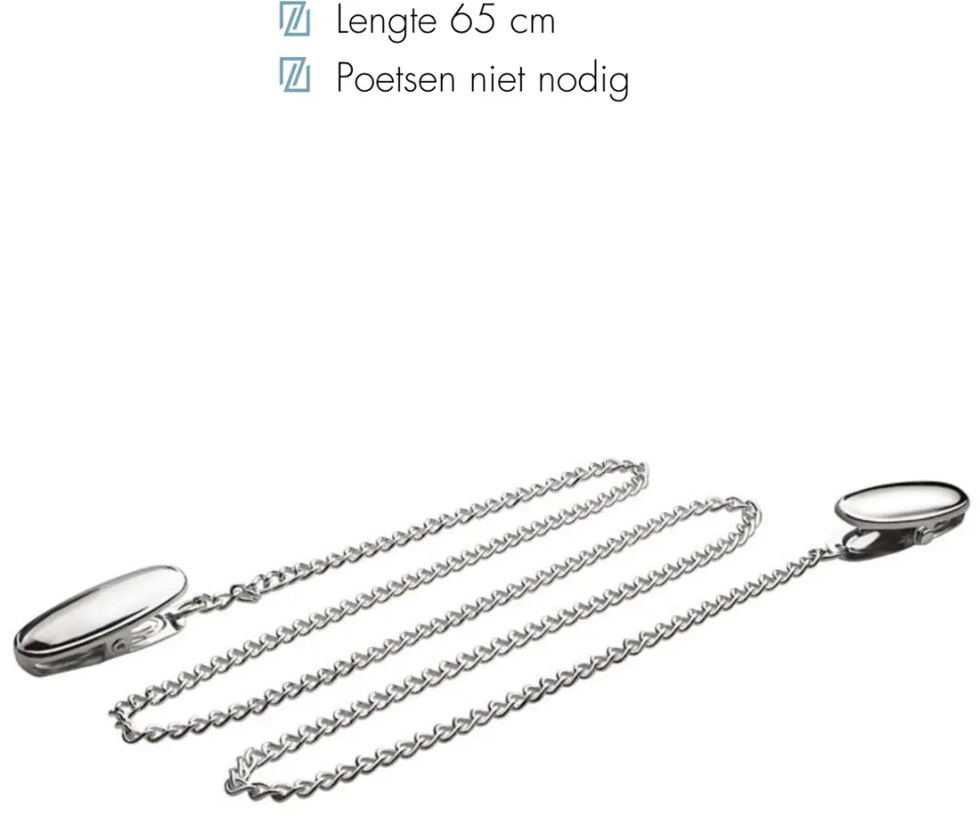 Zilverstad Servetklemmen met Ketting - Zilver