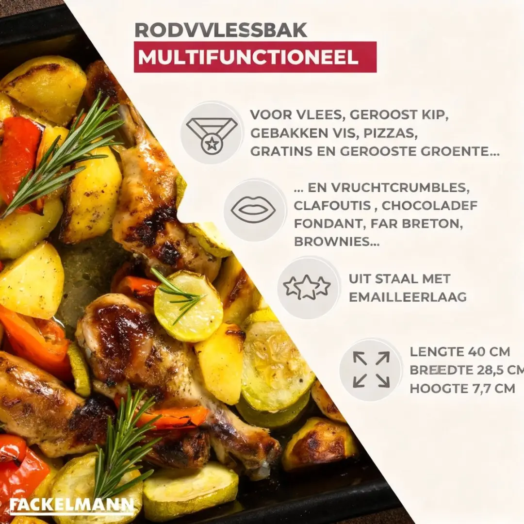 Fackelmann Ovenschaal Geëmailleerd 40,5x28,5cm - 687446