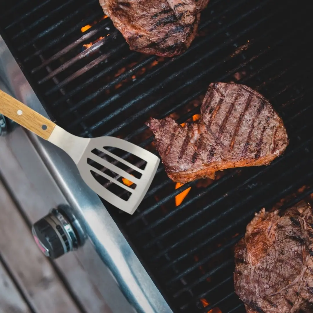 Fackelmann BBQ Editie Grote Barbecueschep - Roestvrij staal/Hout