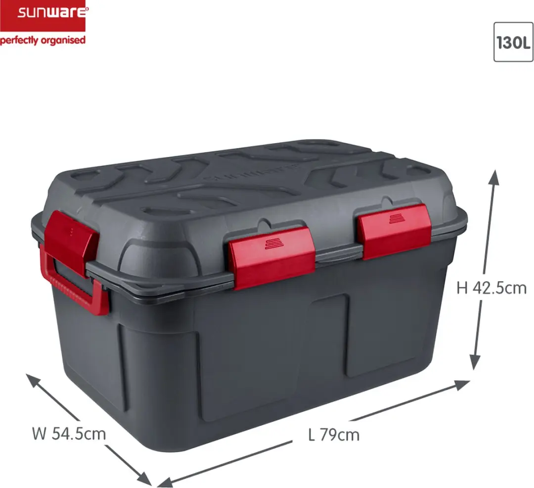 Sunware Q-line Waterdichte Opbergbox 130L - 79x54.5x42.5cm Antraciet