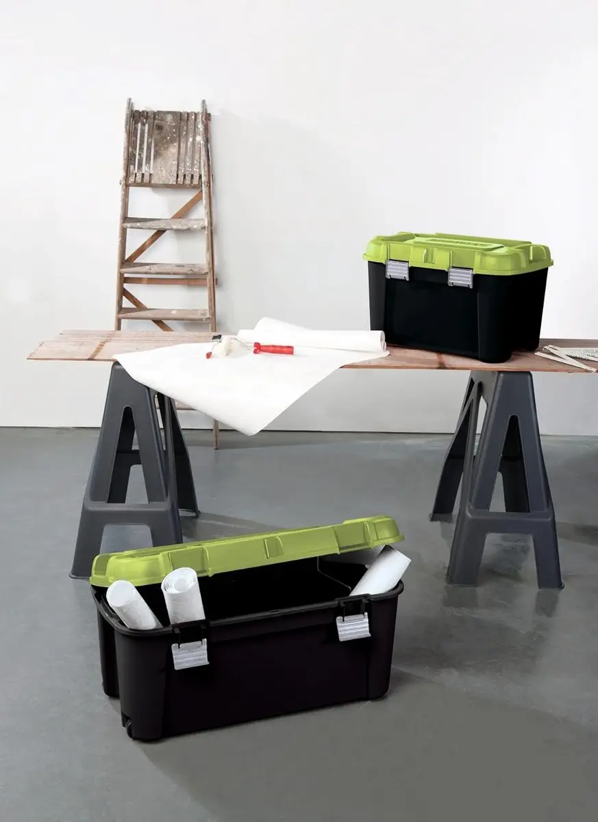 Keter Totem Opbergbox 2x140L - 280L - 3 Vakken - Zwart/Groen