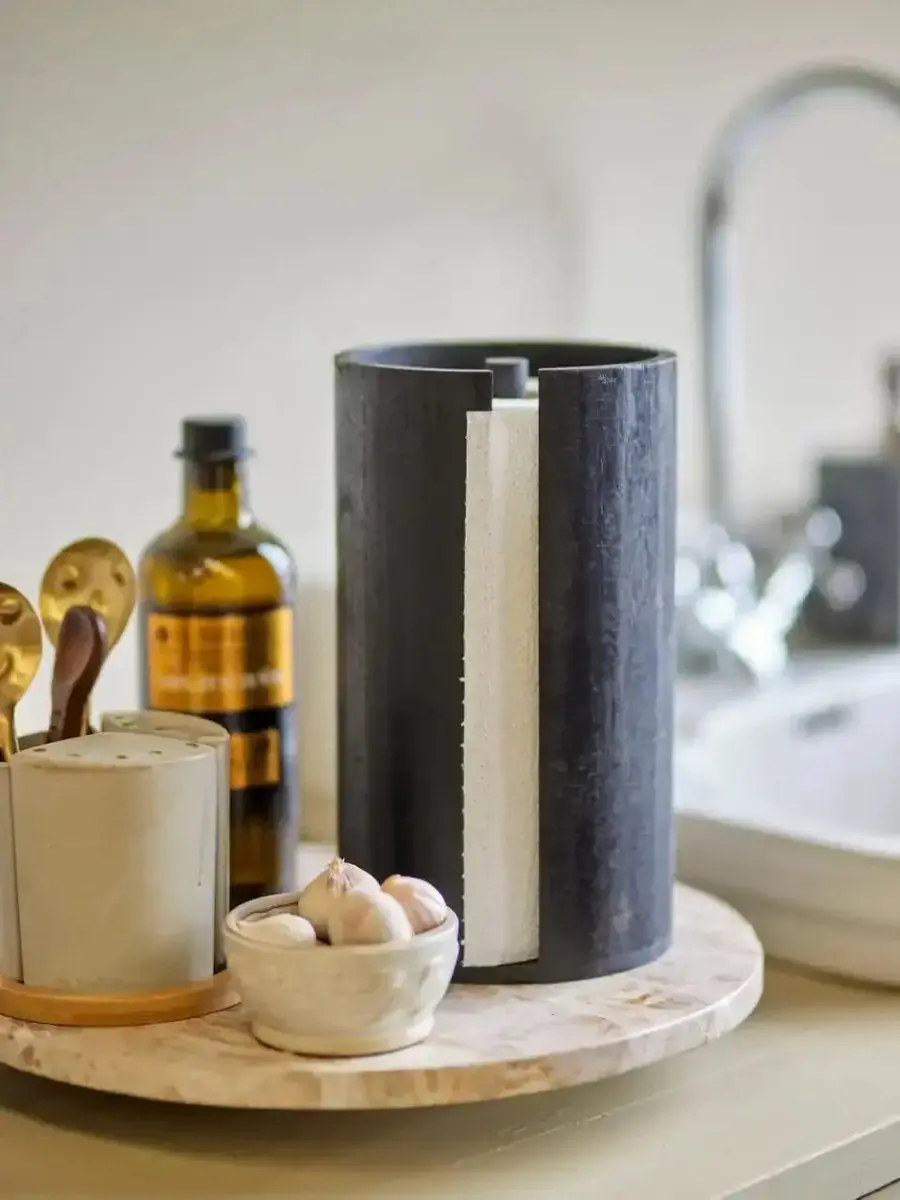 Bloomingville Celian Keukenrolhouder - Hout - Zwart