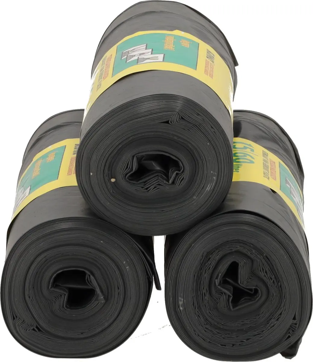 KOMO Trekbandzakken 60L - 15 Stuks - Zwart