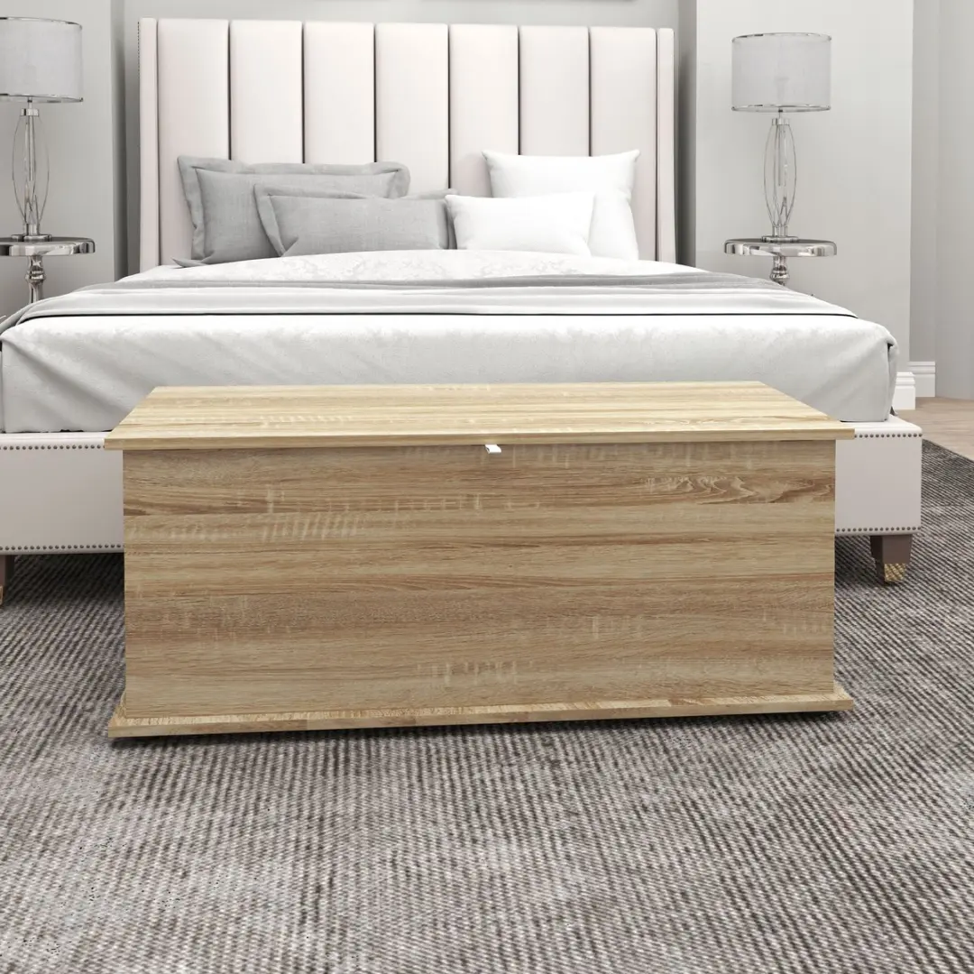 Homcom Opbergkist 100x40x40cm Natuurlijk hout - afbeelding 5 van 6