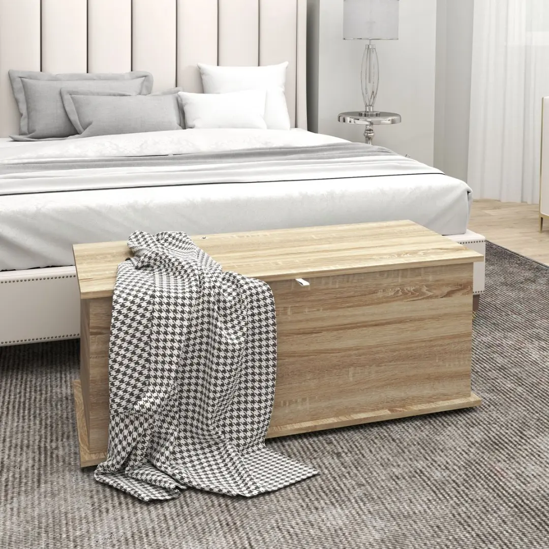 Homcom Opbergkist 100x40x40cm Natuurlijk hout - afbeelding 4 van 6