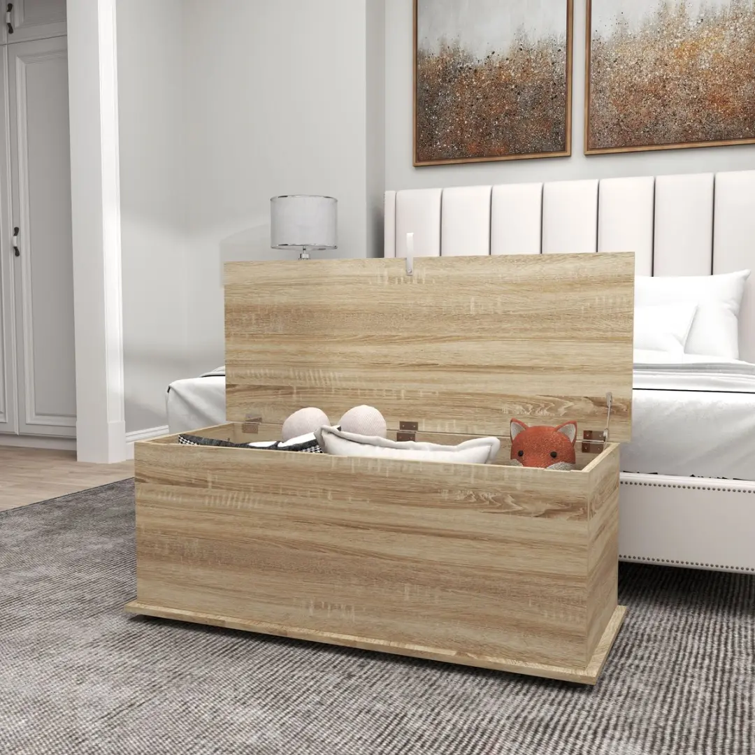Homcom Opbergkist 100x40x40cm Natuurlijk hout - afbeelding 3 van 6