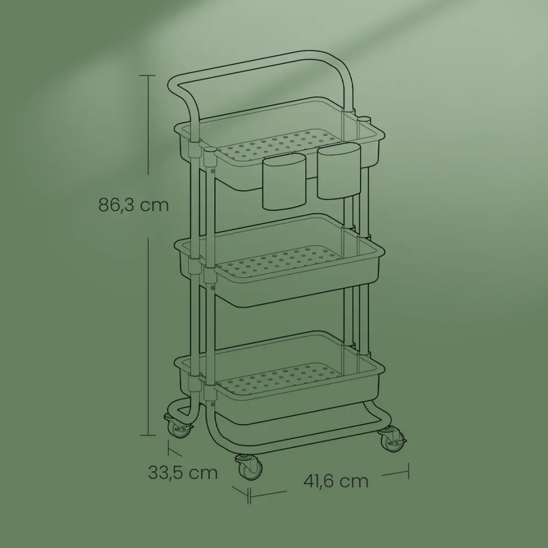 Songmics BSC067B01 Serveerwagen - Zwart - afbeelding 2 van 6