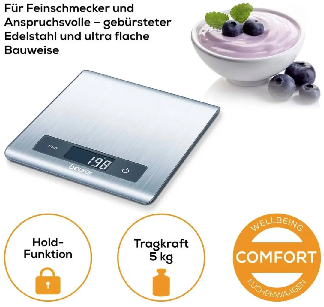Beurer KS 51 Digitale Keukenweegschaal 5kg - Zilver