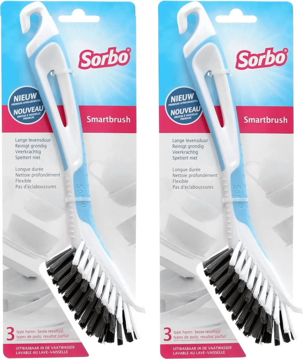 Sorbo Smartbrush Afwasborstels - 2 Stuks - Blauw/Wit