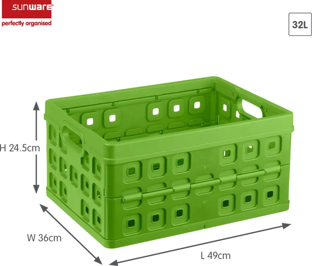 Sunware Square Vouwkrat 32L - 49x36x24,5cm Groen