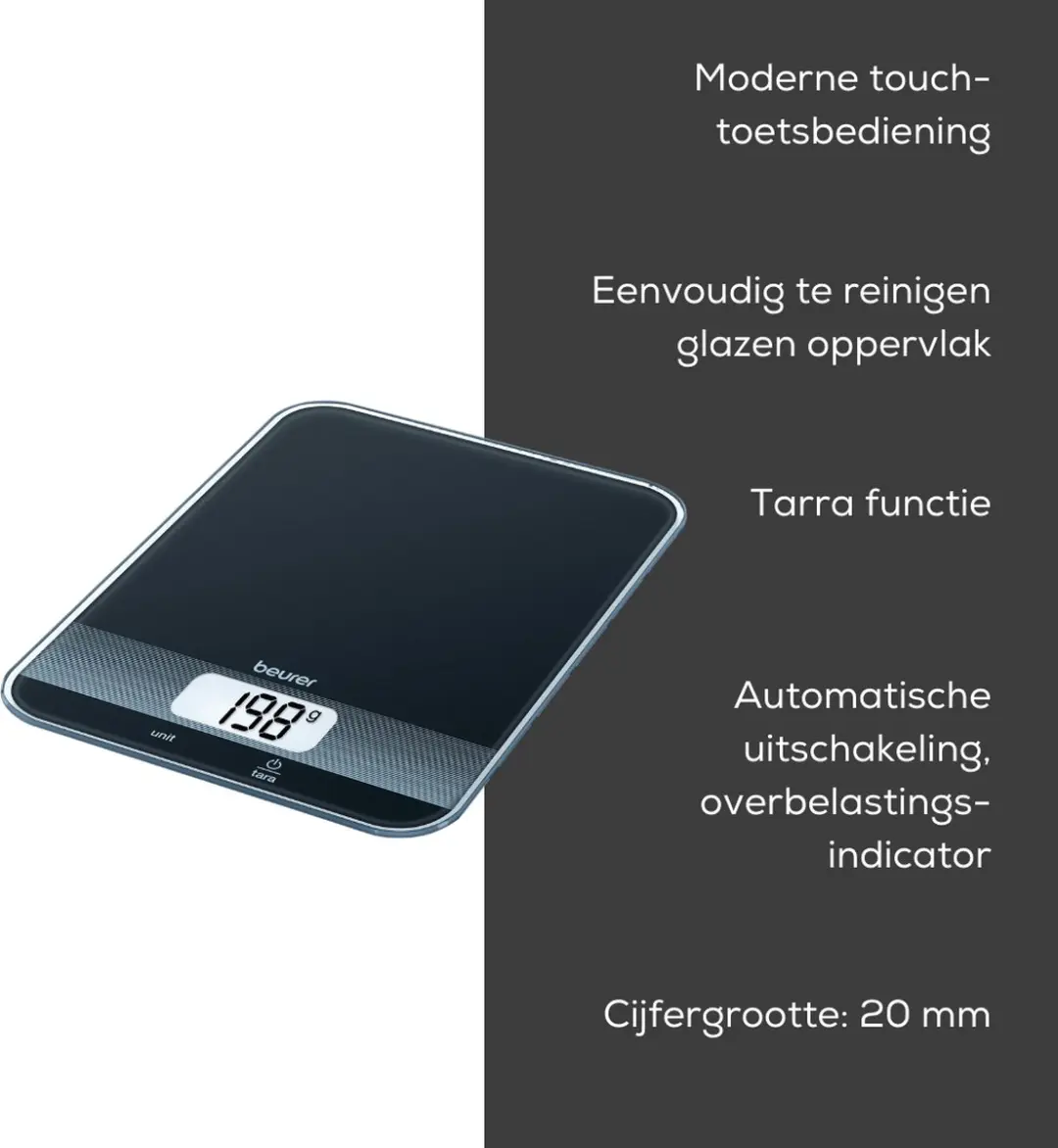 Beurer KS 19 Digitale Keukenweegschaal 5kg - Zwart