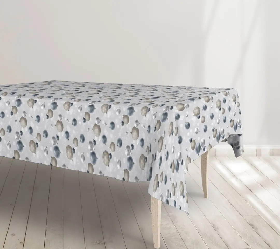 Wicotex Tafelzeil Kerstballen Zilver/Blauw 140x240cm