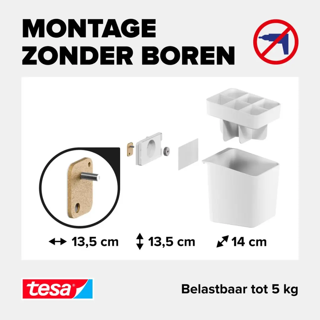 Tesa Keukenaccessoires Houder Zelfklevend - Wit